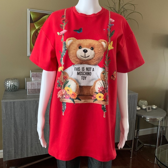 MOSCHINO Printed Teddy Bear Flowers T-Shirt - Picture 2 of 9